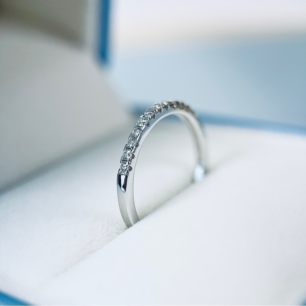 S925 Half Eternity Ring Band in 18K Gold Plated Moissanite Stones - Picture 3 of 5